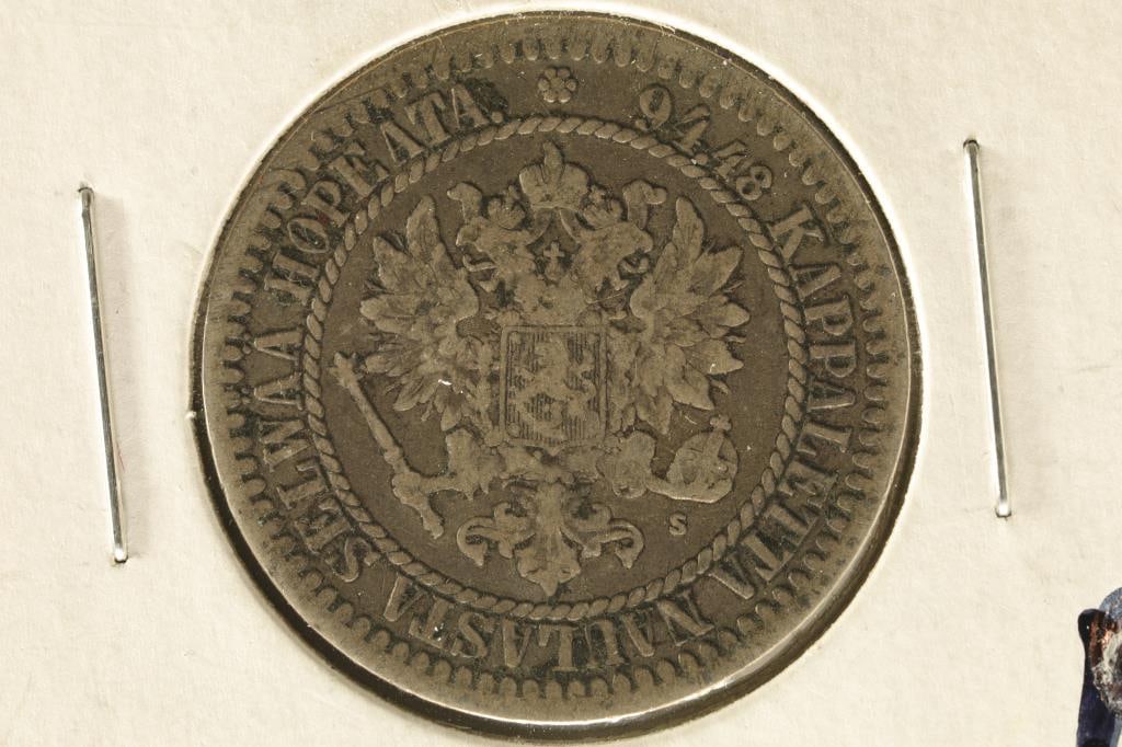 1865 FINLAND SILVER 1 MARKKA .1446 OZ. ASW (1 of 2)