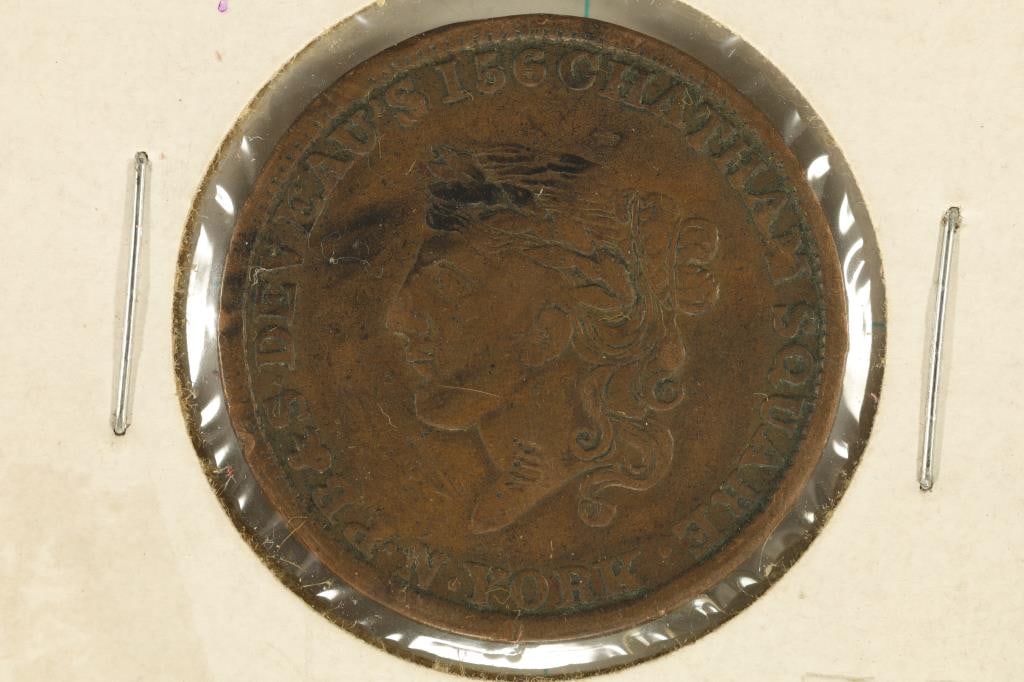 1837 HARD TIMES TOKEN: P.B. & S. DEVEAU BOOT &: SHOE STORE. CHATHAM SQUARE, NEW YORK.