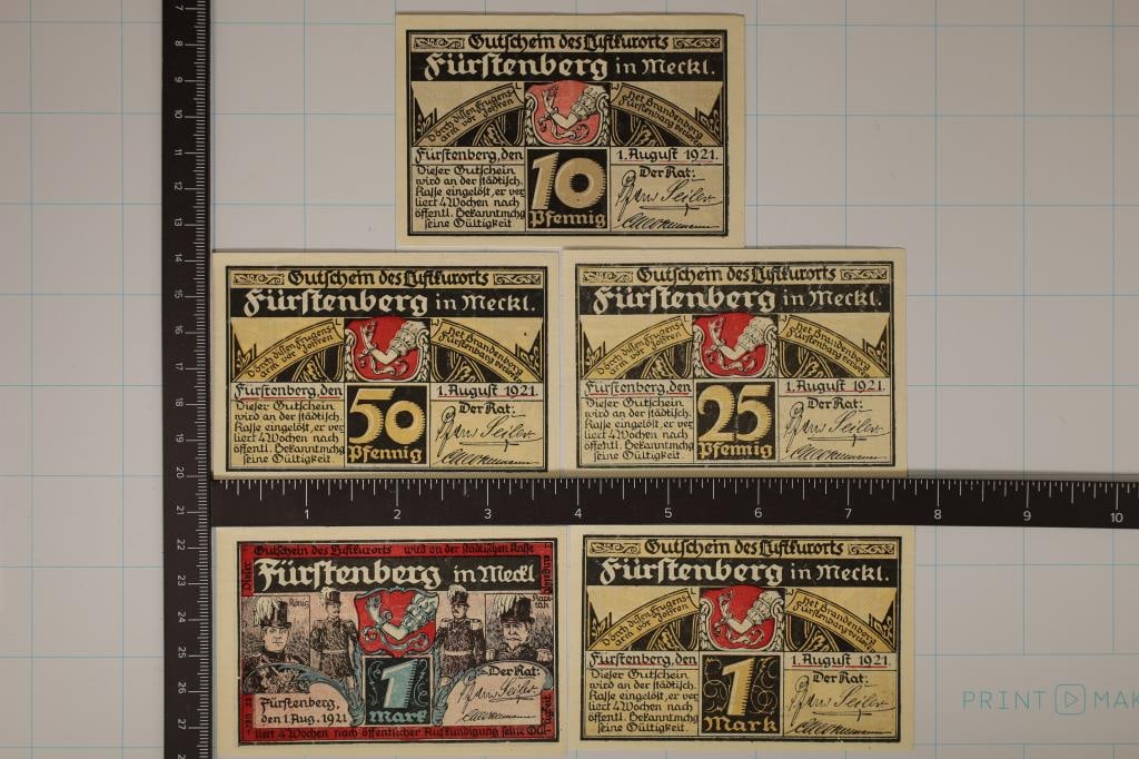 5-1921 GERMAN FURSTENBERG CU NOTGELDS: 10 (1 of 2)