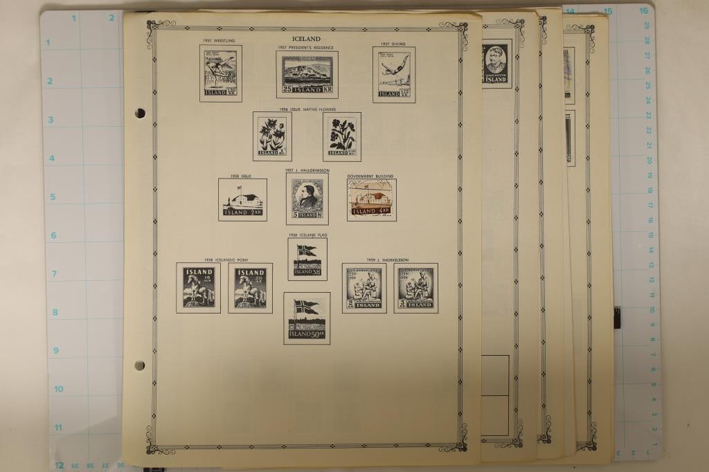 9 STAMP COLLECTORS PAGES: ICELAND, IFNI SPANISH (1 of 13)