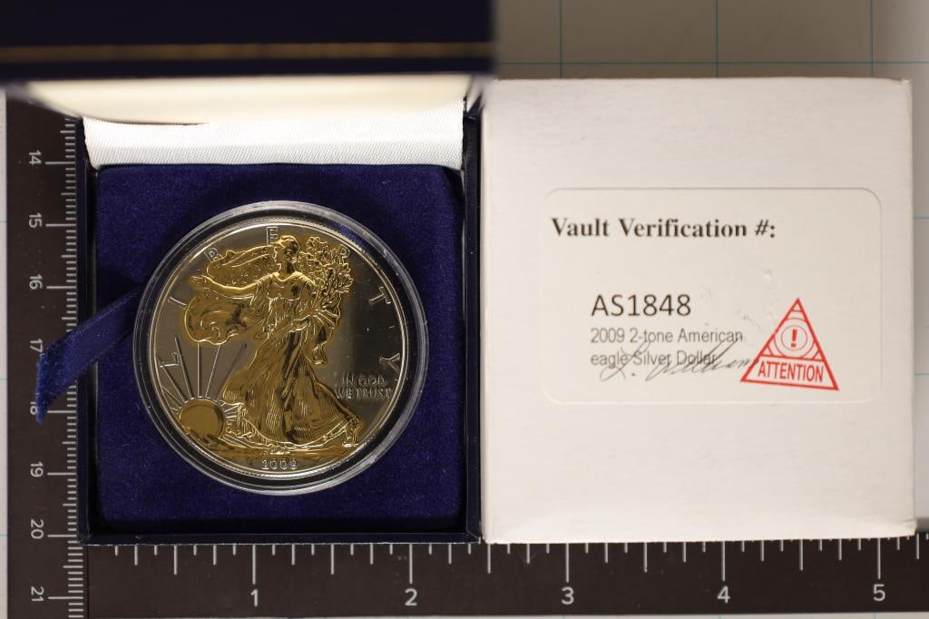 2009 AMERICAN SILVER EAGLE PARTIALL GOLD PLATED (1 of 3)