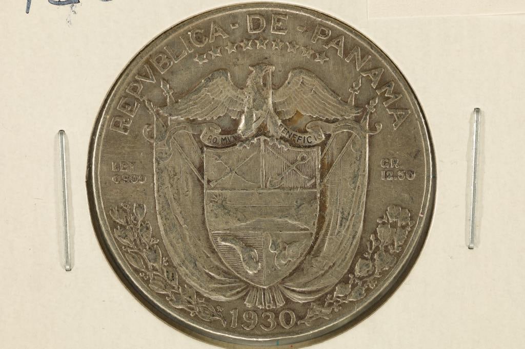 1930 PANAMA SILVER 1/2 BALBOA .3617 OZ. ASW (1 of 2)