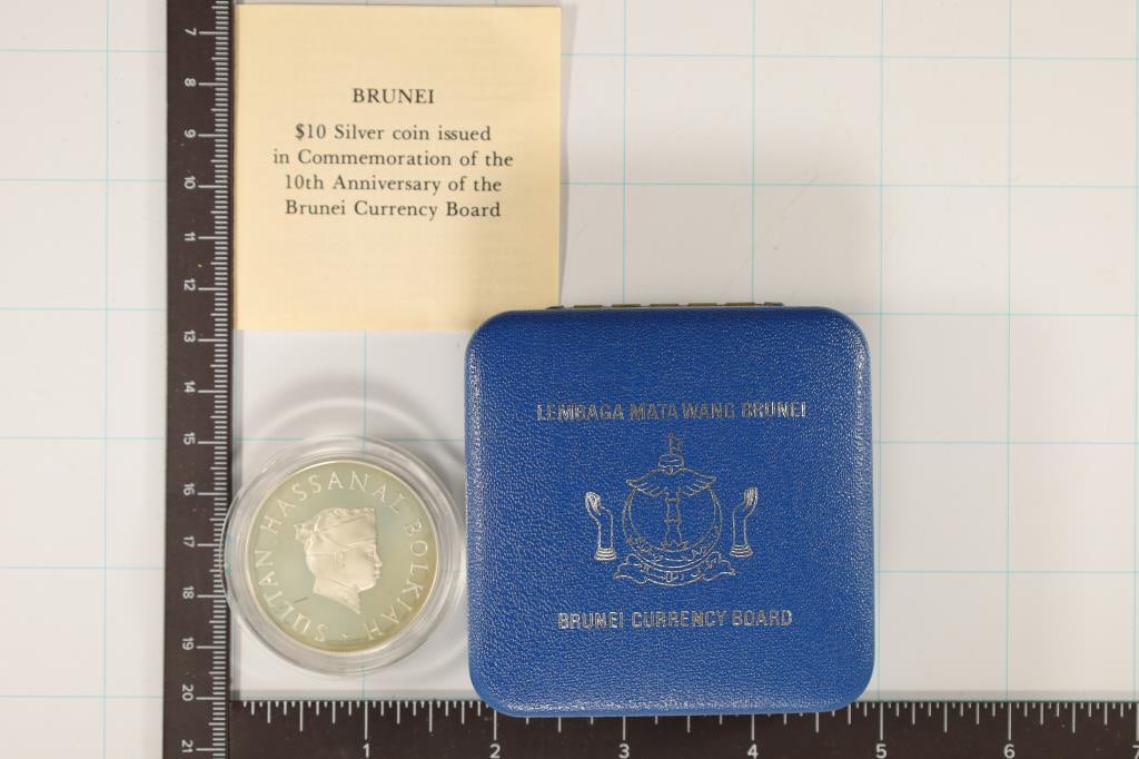 1977 BRUNEI SILVER $10 PF COIN .841 OZ. ASW: IN ORIGINAL ROYAL MINT PACKAGING