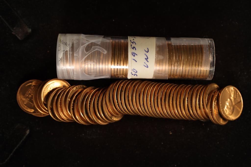 2 SOLID DATE ROLLS OF BU RED LINCOLN WHEAT CENTS (1 of 1)
