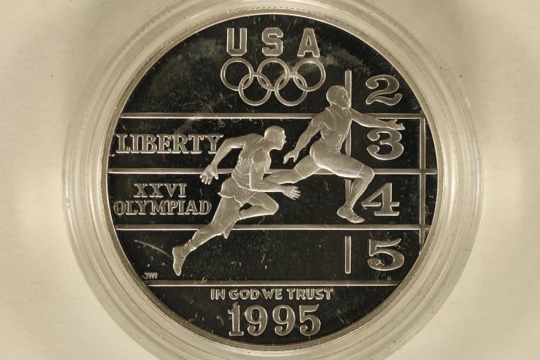 1995-P US PROOF SILVER $1 "OLYMPIC TRACK & FEILD" (1 of 2)