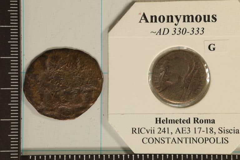 2 ROMAN EMPIRE ANCIENT COINS:330-333 A.D.: ANONYMOUS AND 330-1453 A.D. BYZANTINE EMPIRE