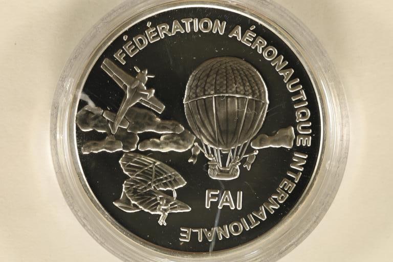 .87 TROY OZ .999 FINE SILVER PF ROUND "WORLD AIR: GAMES, TURKEY" 10 EURO FINLAND. 1997 AIR RALLY LONG RACE. IN HARD PLASTIC CAPSULE