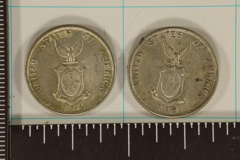 1944-D & 1945-D US PHILIPPINES SILVER 20 CENTAVOS (1 of 2)