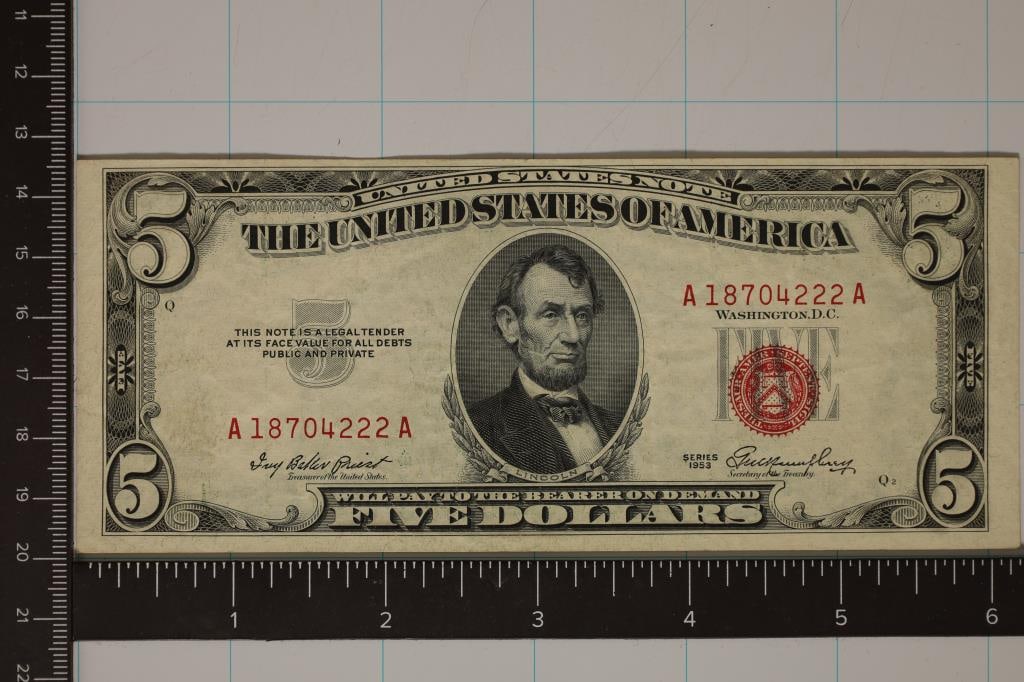 1953 US $5 RED SEAL NOTE (1 of 2)