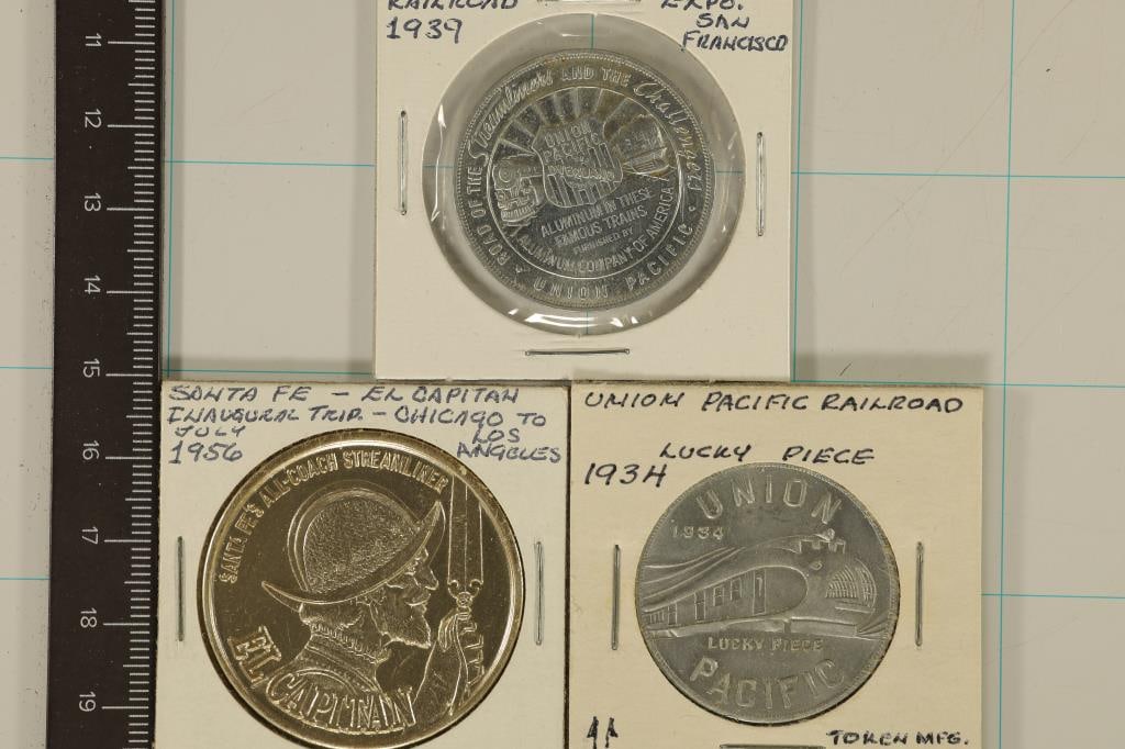 3-VINTAGE METAL TRAIN MEDALS: 1934 UNION PACIFIC, (1 of 2)