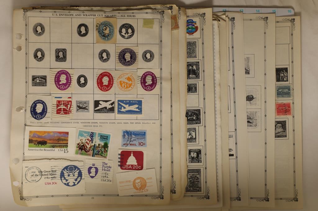 22 STAMP COLLECTORS PAGES: UNITED STATES, (1 of 20)