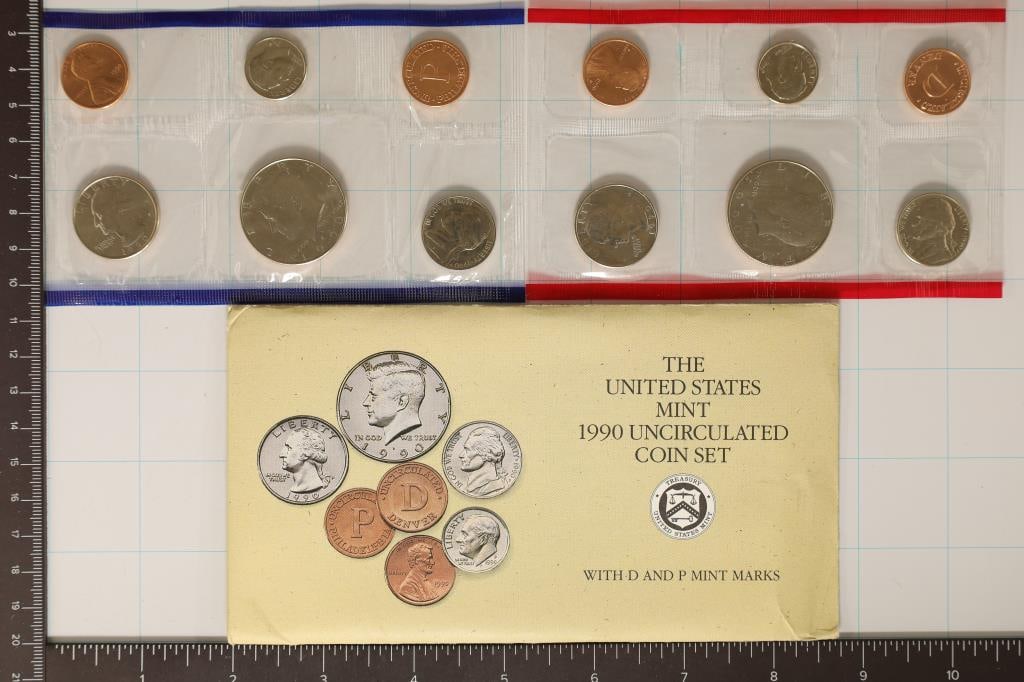 1990 US MINT SET (UNC) P/D (WITH ENVELOPE) (1 of 2)