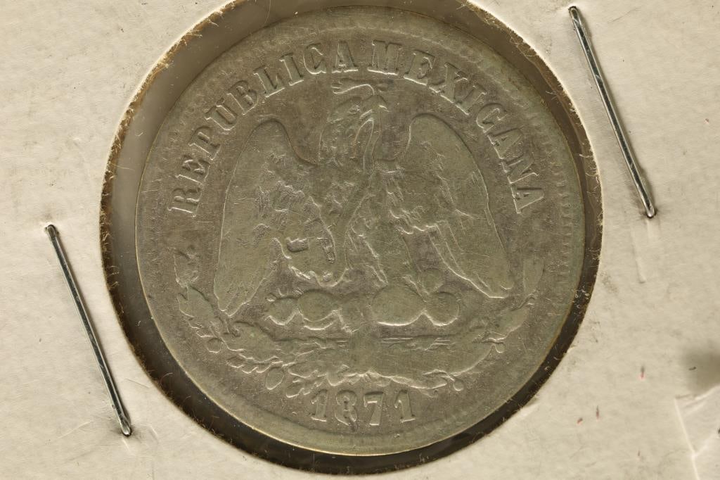 1871 MEXICO SILVER CAP & RAYS 25 CENTAVOS .1965 OZ (1 of 2)