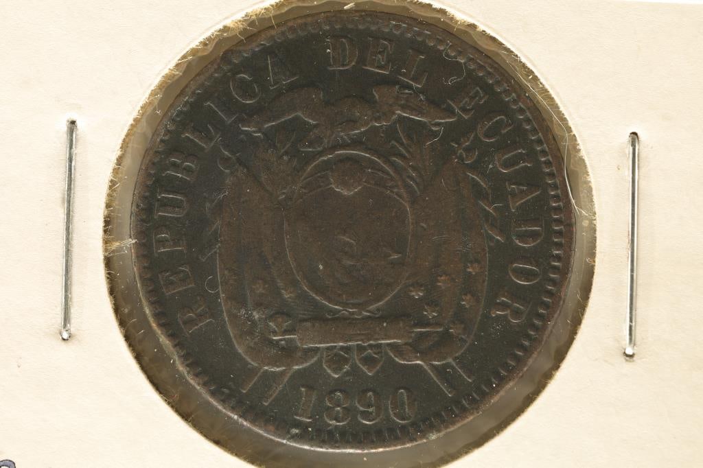 1890-H ECUADOR COPPER 1 CENTAVO COIN (1 of 2)