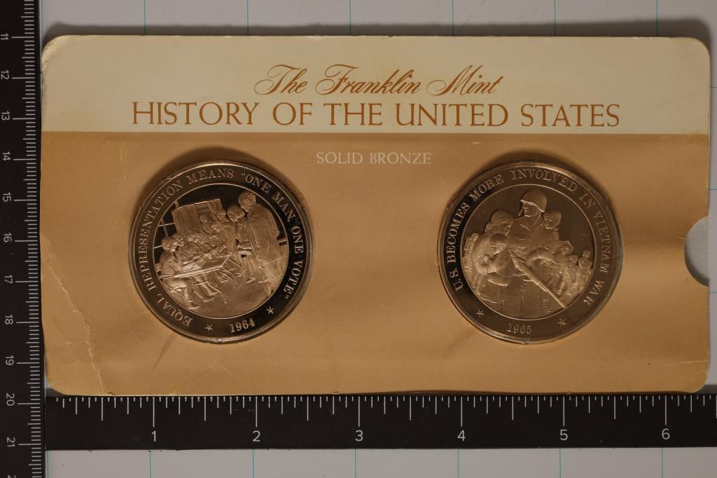 2-1 3/4" SOLID BRONZE FRANKLIN MINT HISTORY OF (1 of 2)