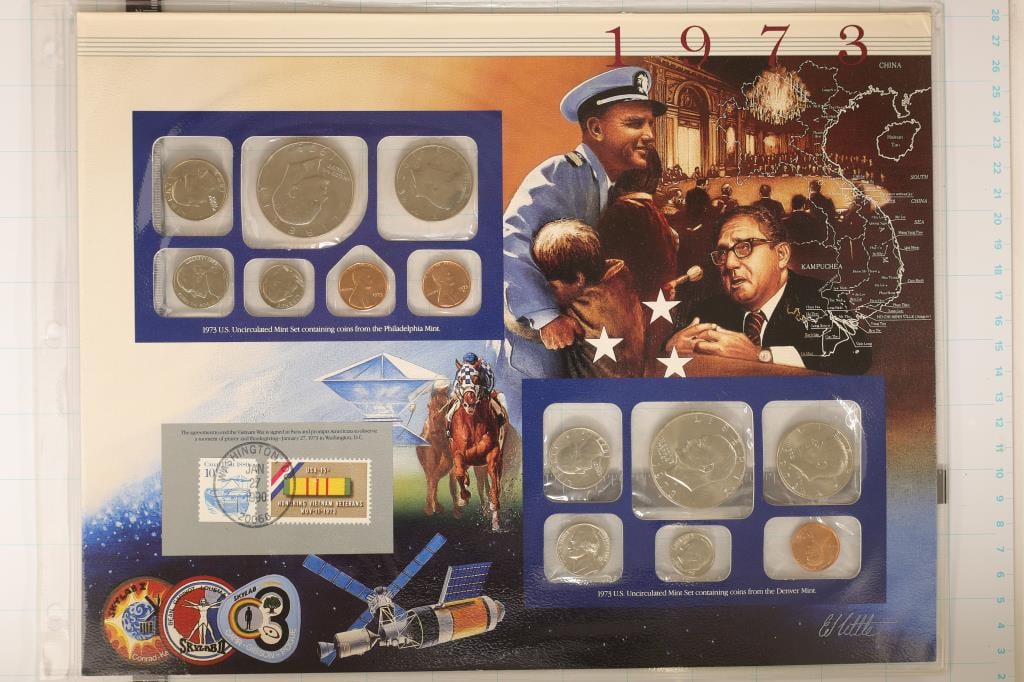 1973 US MINT SET (UNC) P/D/S ON LARGE INFO CARD (1 of 2)