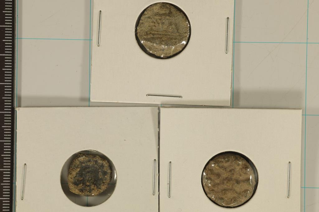 3-ANCIENT TO MEDIEVAL CLAY & LEAD MOLDED COIN SIZE: SEAL IMPRESSION, USED IN ANCIENT TIMES AS A FORM OF SIGNATURE