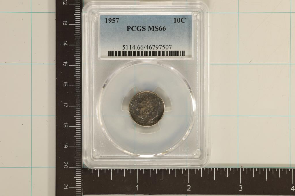 1957 SILVER ROOSEVELT DIME PCGS MS66 (1 of 2)