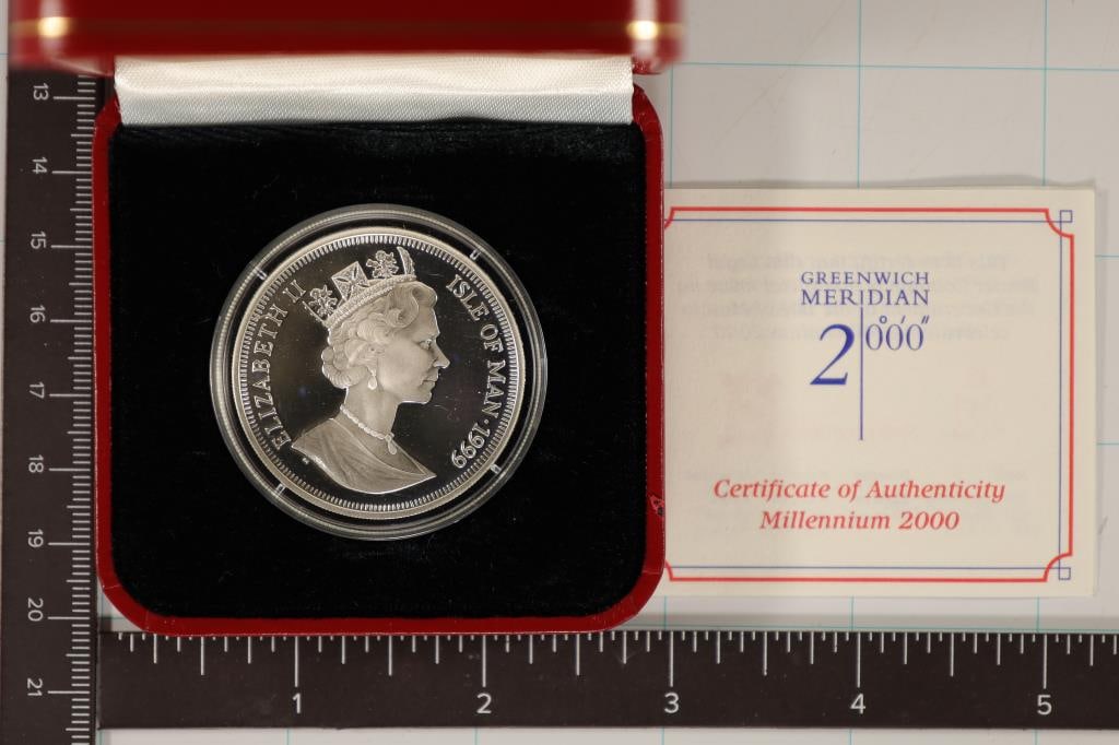 1999 ISLE OF MAN SILVER 1 CROWN "WWI ARMISTICE DAY: 1918", PROOF, IN ORIGINAL MINT PACKAGING BY THE POBJOY MINT WITH CERTIFICATE