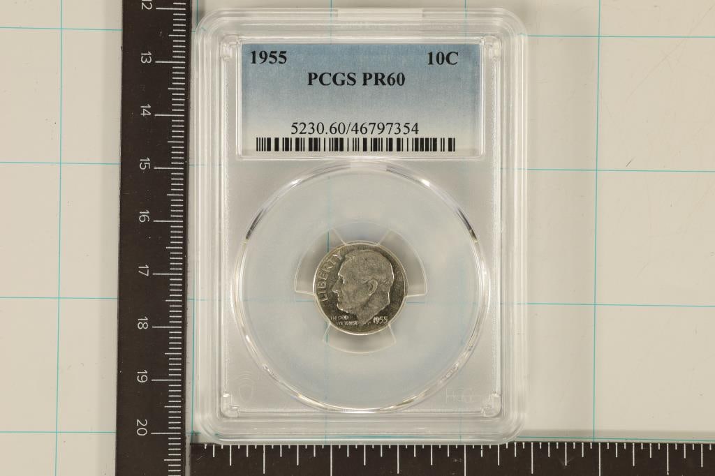 1955 SILVER ROOSEVELT DIME PCGS PR60 (1 of 2)