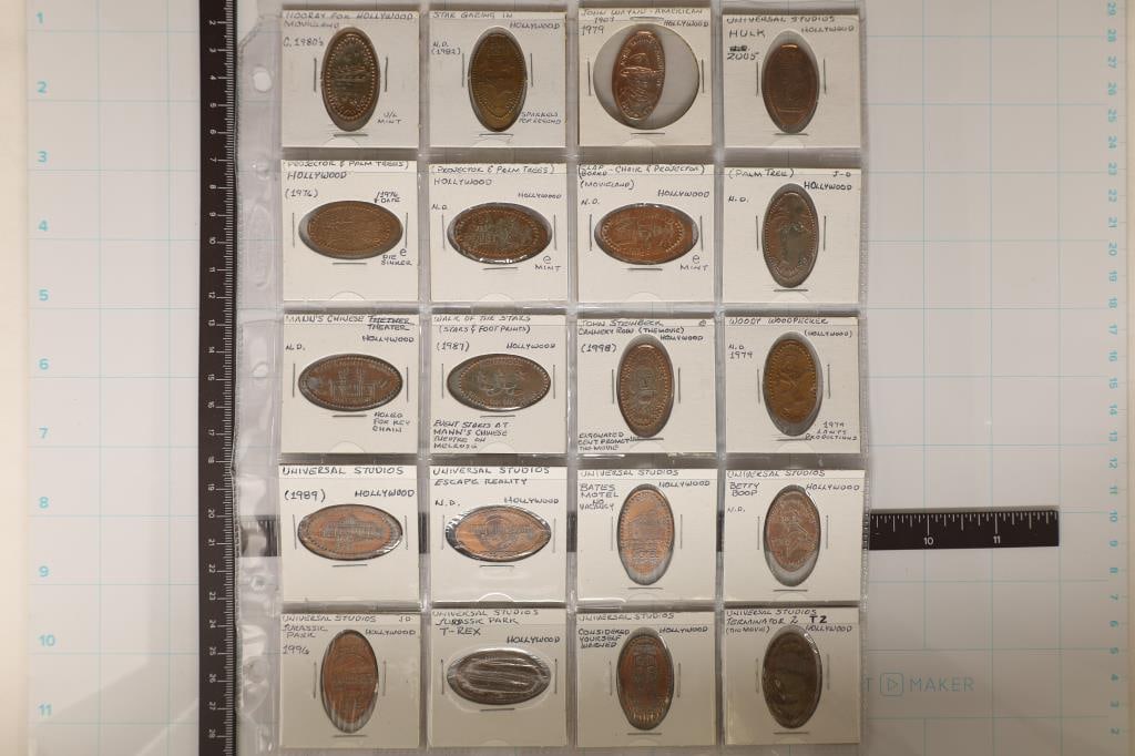 20 ELONGATED LINCOLN CENTS: UNIVERSAL STUDIOS (1 of 2)