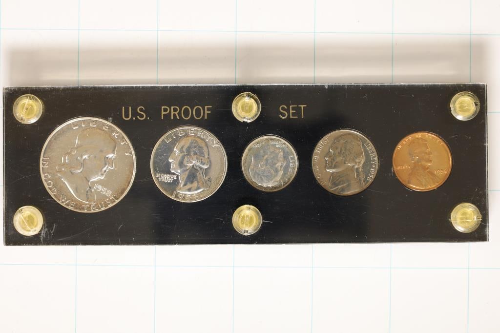 1958 US SILVER PROOF SET IN HARD PLASTIC CASE (1 of 2)