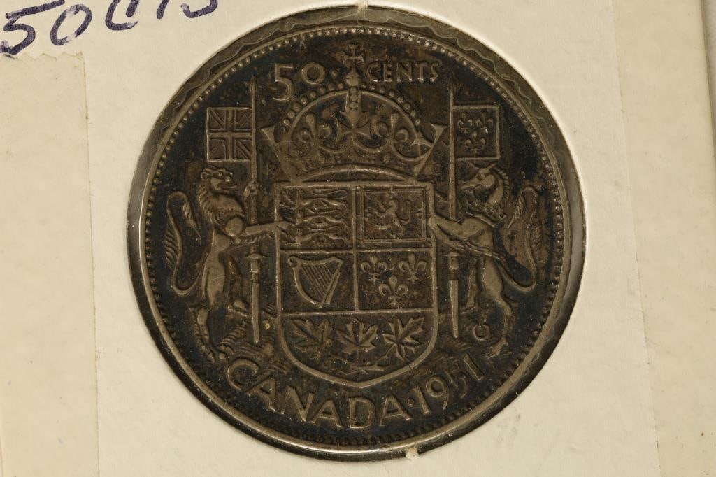 1951 CANADA SILVER 50 CENTS .3000 OZ. ASW (1 of 2)