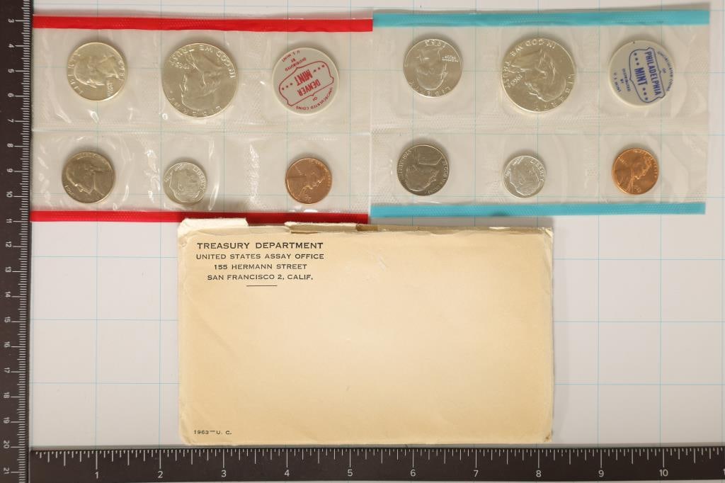 1963 SILVER US MINT SET (UNC) P/D (WITH ENVELOPE) (1 of 2)