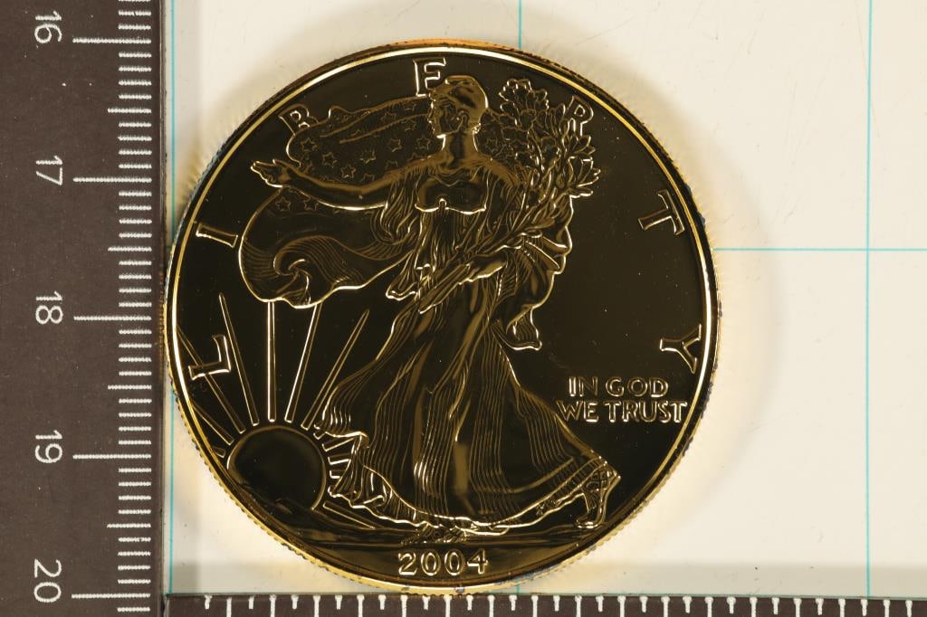 GOLD ECLECTROPLATED 2004 AMERICAN SILVER EAGLE (1 of 2)