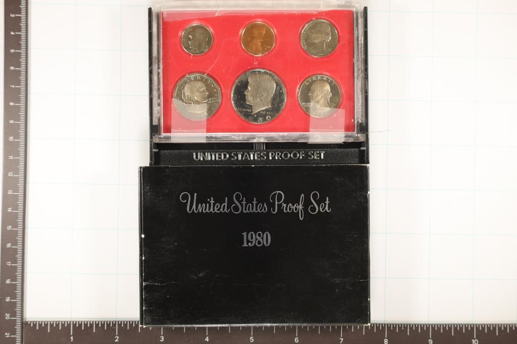 1980 US PROOF SET (WITH BOX) PLASTIC CASE IS TAPED (1 of 2)