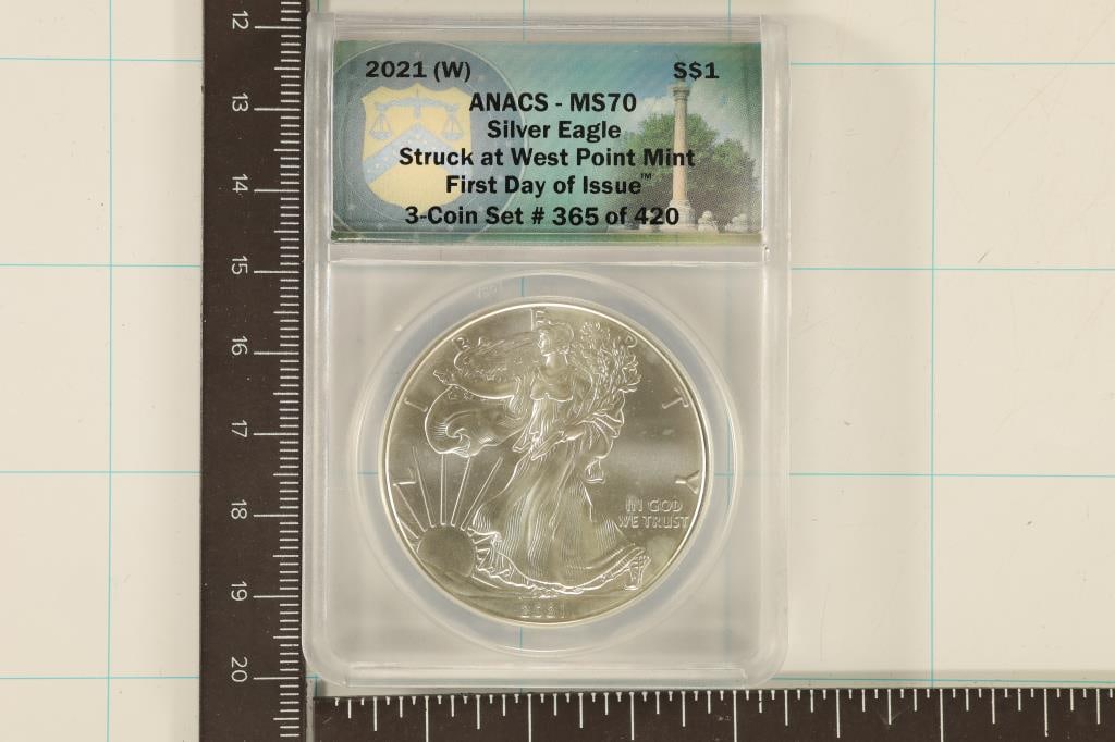 2021-W AMERICAN SILVER EAGLE ANACS MS70 STRUCK (1 of 2)