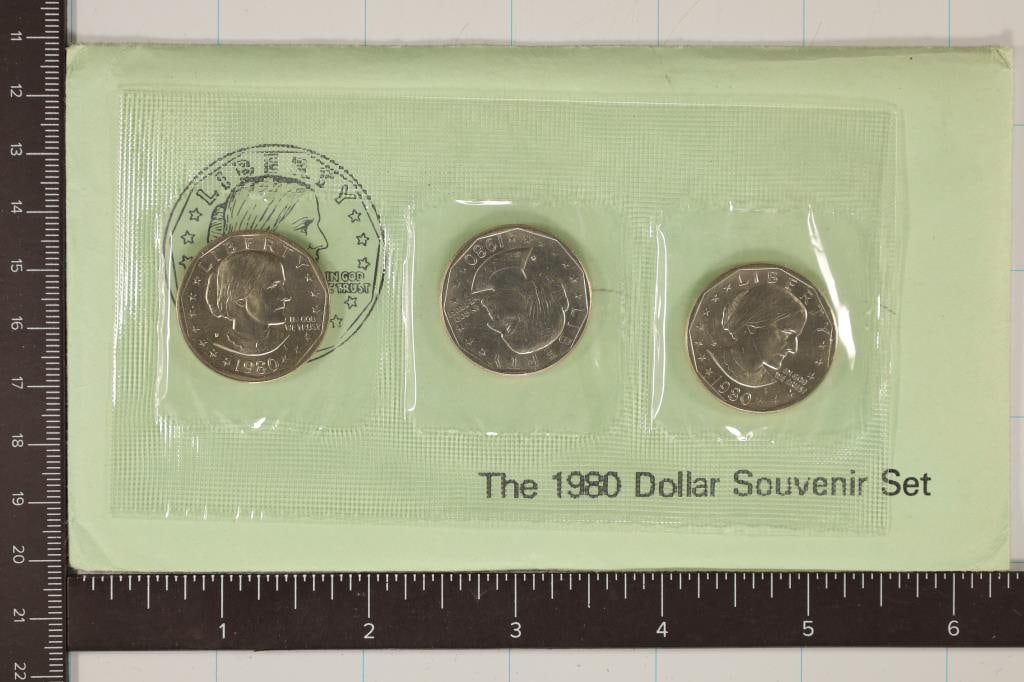 1980 P/D/S SBA DOLLAR SOUVENIR SET WITH ENVELOPE (1 of 2)