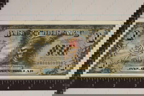 2007 1 DISNEY DOLLAR CRISP UNC COLORIZED BILL: PIRATES OF THE CARIBBEAN, THE CURSE OF THE BLACK PEARL