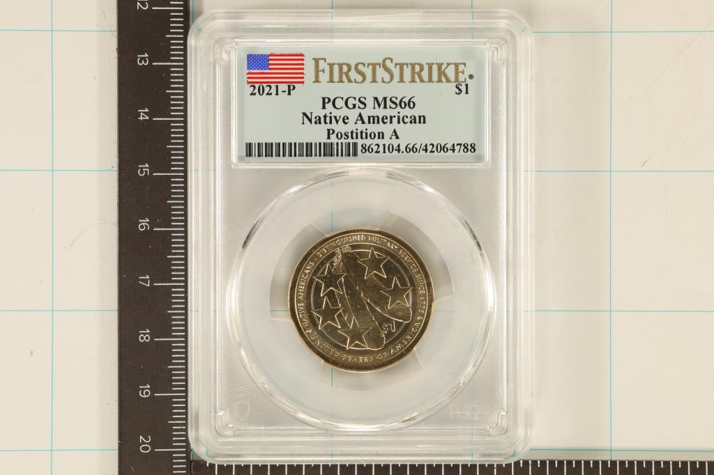2021-P NATIVE AMERICAN US $ PCGS MS66 POS. A: WATCH FOR OUR NEXT AUCTION ON (MONDAY DEC. 18TH, 2023) AT 7PM EASTERN TIME. THANKS FOR YOUR BUSINESS.