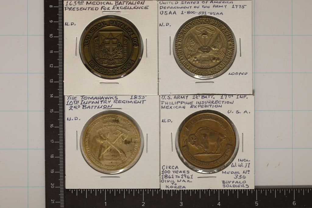 4-MILITARY MEDALS ALL 1 1/2'', DEPT. OF THE ARMY, (1 of 2)