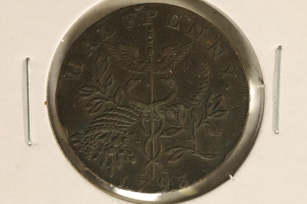 1793 SIR ISAAC NEWTON HALF PENNY CONDER TOKEN (1 of 2)