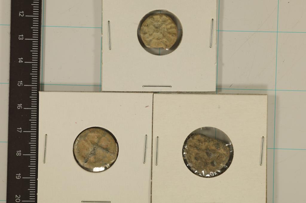 3-ANCIENT TO MEDIEVAL CLAY & LEAD MOLDED COIN SIZE: SEAL IMPRESSION, USED IN ANCIENT TIMES AS A FORM OF SIGNATURE