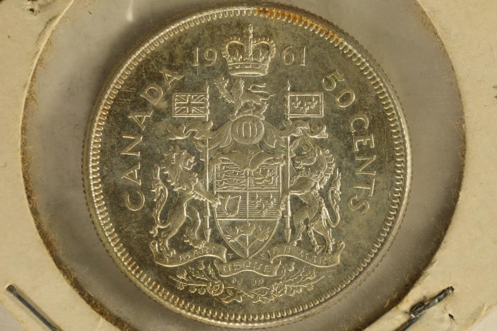 1961 CANADA SILVER 50 CENTS .3000 OZ. ASW UNC (1 of 2)