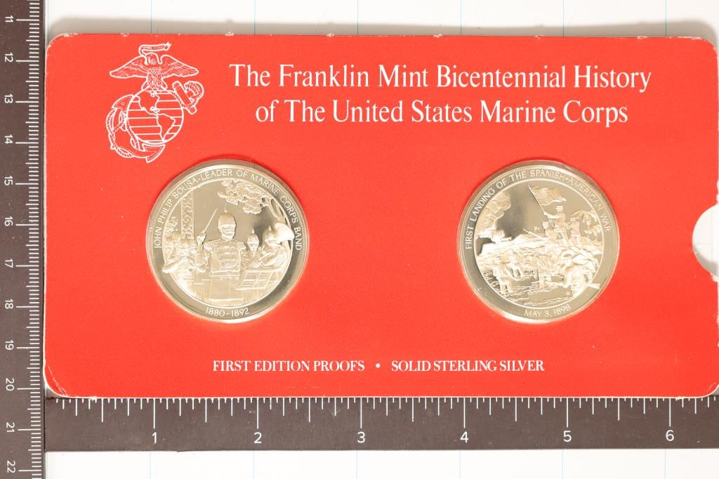 2- STERLING SILVER PF ROUNDS 1.42 OZ. ASW BICENB.. (1 of 2)