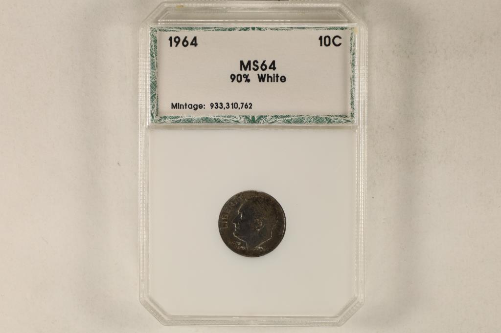 1964 SILVER ROOSEVELT DIME MS64 TONED (1 of 2)