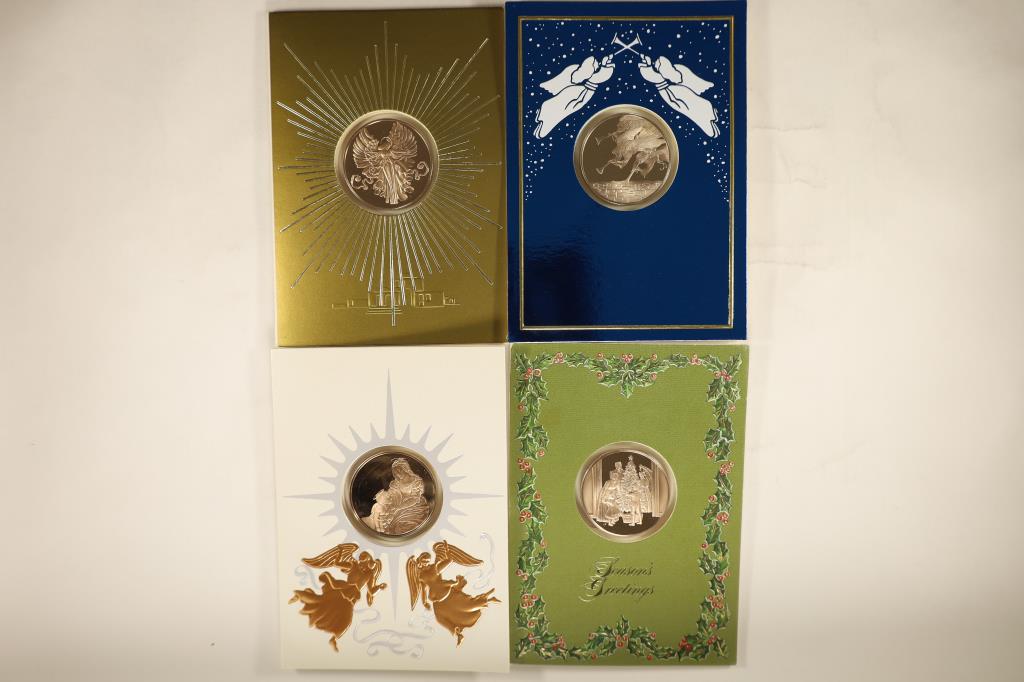 4 FRANKLIN MINT HOLIDAY CARDS WITH 1 1/2" (1 of 2)