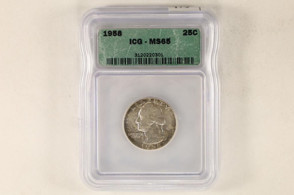 1958 WASHINGTON SILVER QUARTER ICG MS65 (1 of 2)