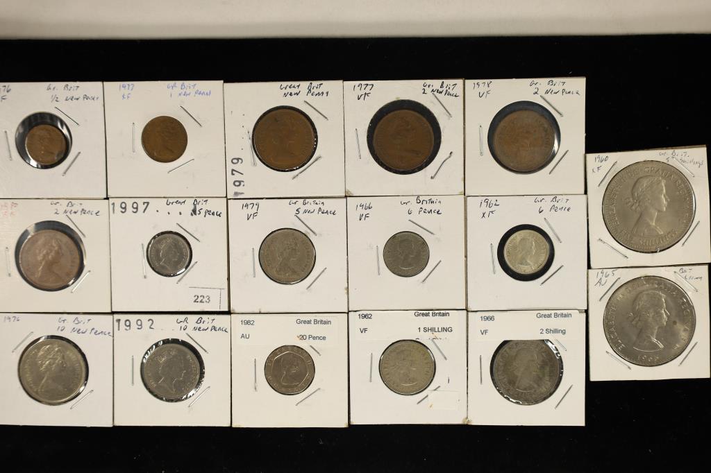 17 ASSORTED GREAT BRITAIN COINS: 1-HALF PENCE, (1 of 2)