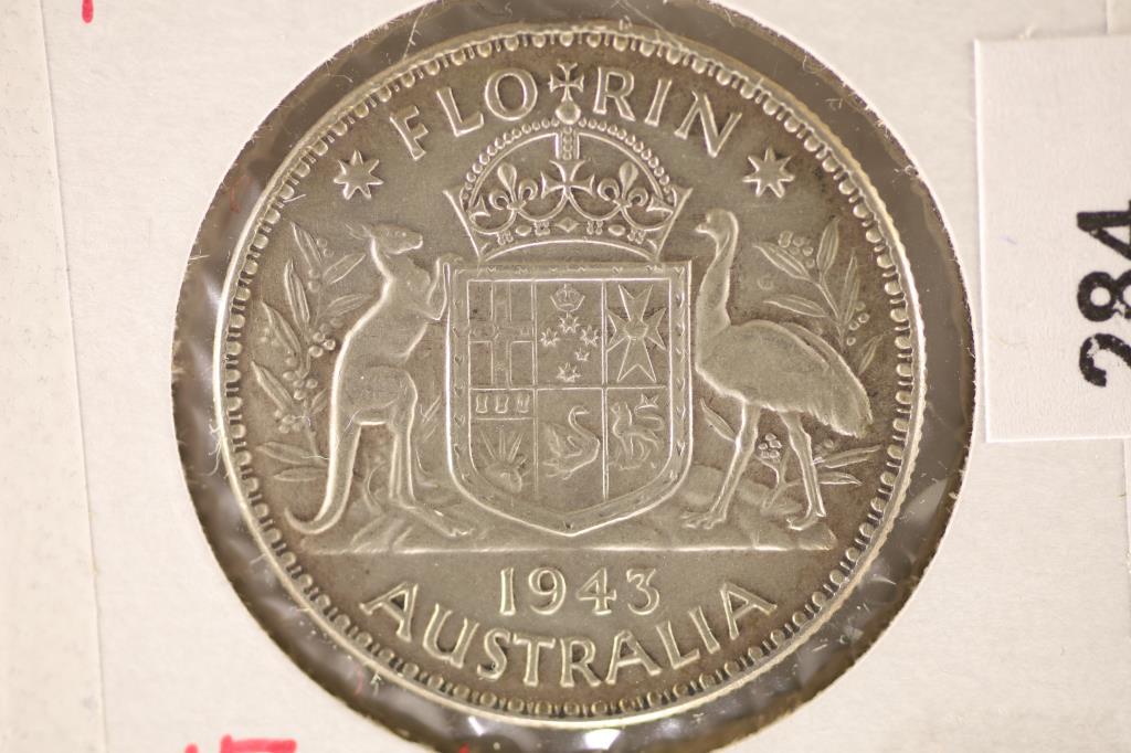1943 AUSTRALIA SILVER FLORIN .3342 OZ. ASW (1 of 2)