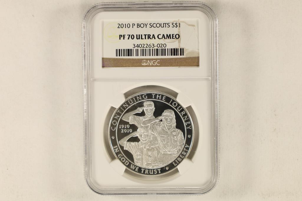 2010-P SILVER $1 "BOY SCOUTS" NGC PF 70 ULTRA CAM: Thanks for looking at our 1st timed auction!