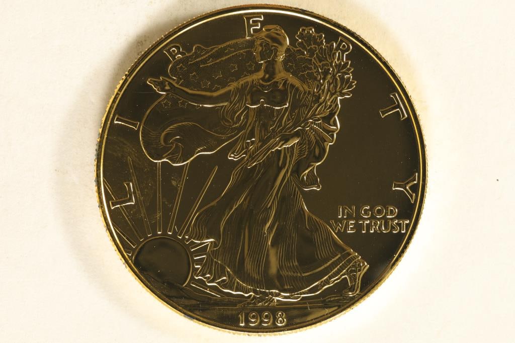 1998 GOLD ELECTROPLATED AMERICAN SILVER EAGLE (1 of 2)