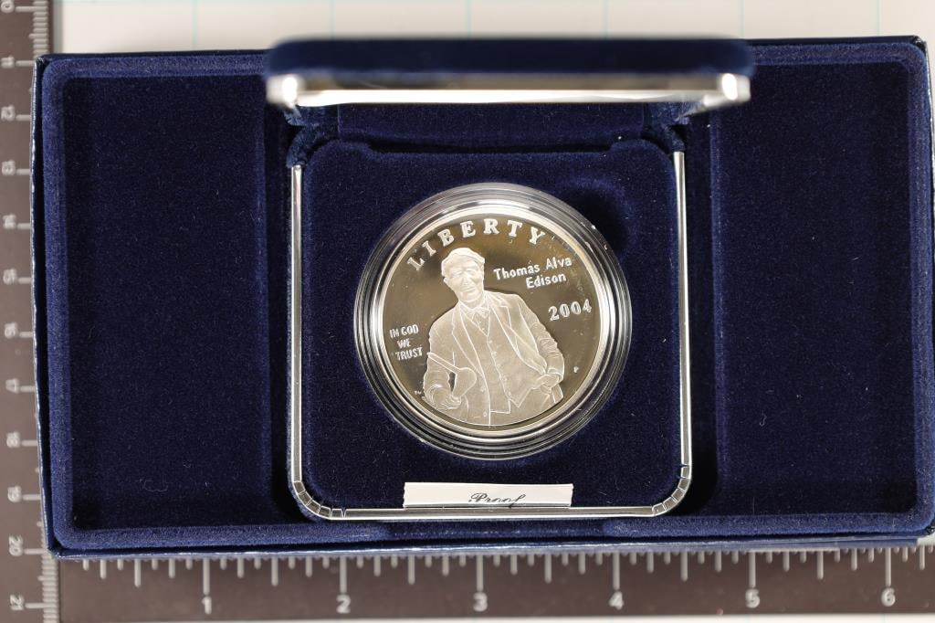2004-P US PROOF SILVER DOLLAR THOMAS ALVA EDISON (1 of 3)