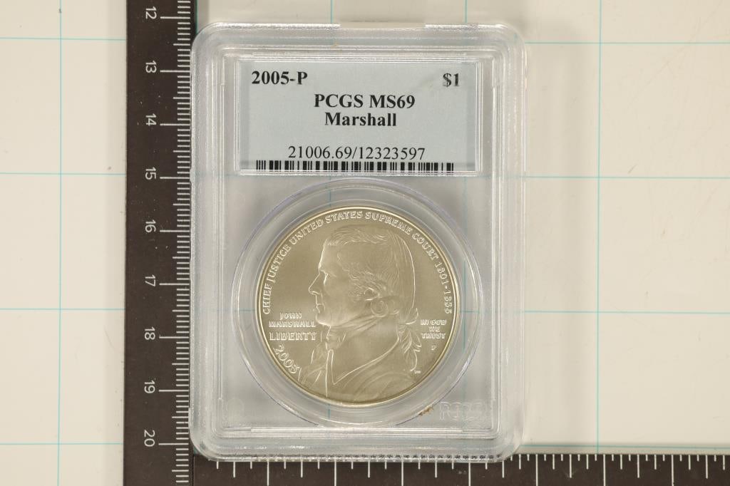 2005-P US SILVER DOLLAR "JOHN MARSHALL" PCGS MS69: WATCH FOR OUR NEXT AUCTION ON (MONDAY JAN. 8TH, 2024) AT 7PM EASTERN TIME. THANKS FOR YOUR BUSINESS.