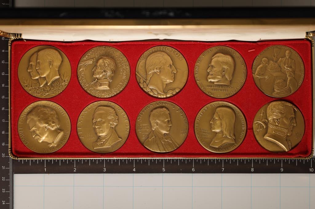 10 BRONZE FAMOUS AMERICANS ROUNDS. EACH WEIGH APPR (1 of 2)