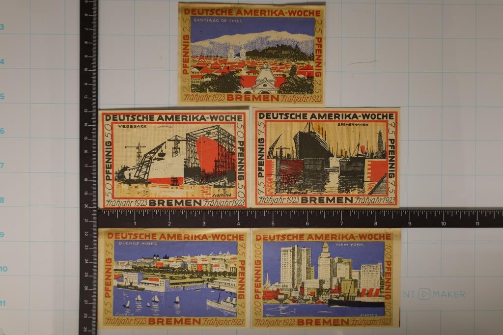 5-1923 GERMAN CRISP UNC NOTGELDS:25, 50, 2-75 &100 (1 of 2)